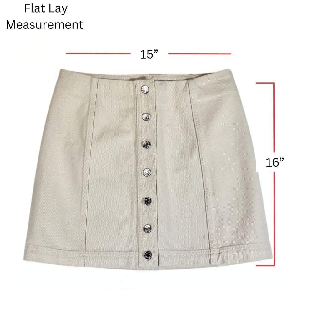 Sezane Savina Denim Mini Skirt Womens 8 FR 40 Ecru White Button Front Cotton NWT